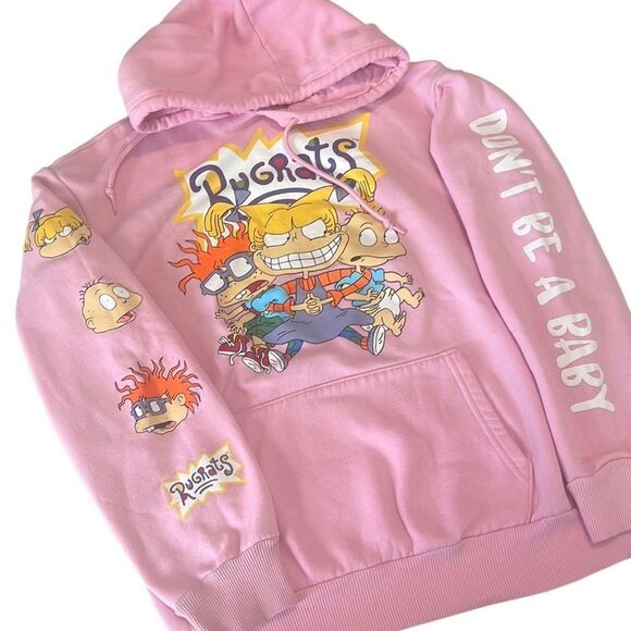 Nickelodeon Rugrats Pink Graphic Long Sleeves Hoodie Sweatshirt Size Medium - Picture 1 of 12